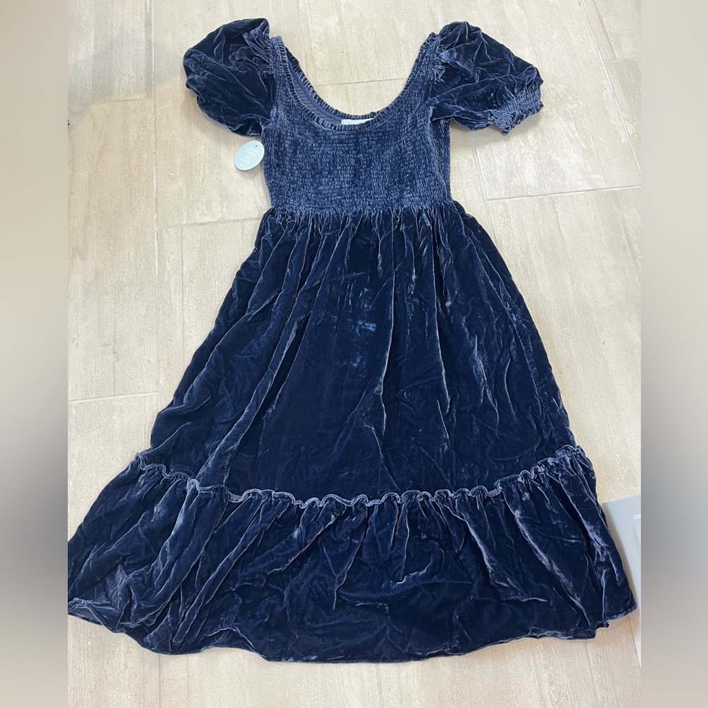 NWT Hill House navy velvet Louisa dress size large